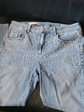 Anthropologie Pilcro And The Letterpress High-Rise Pearl Jeans Script 32" Denim